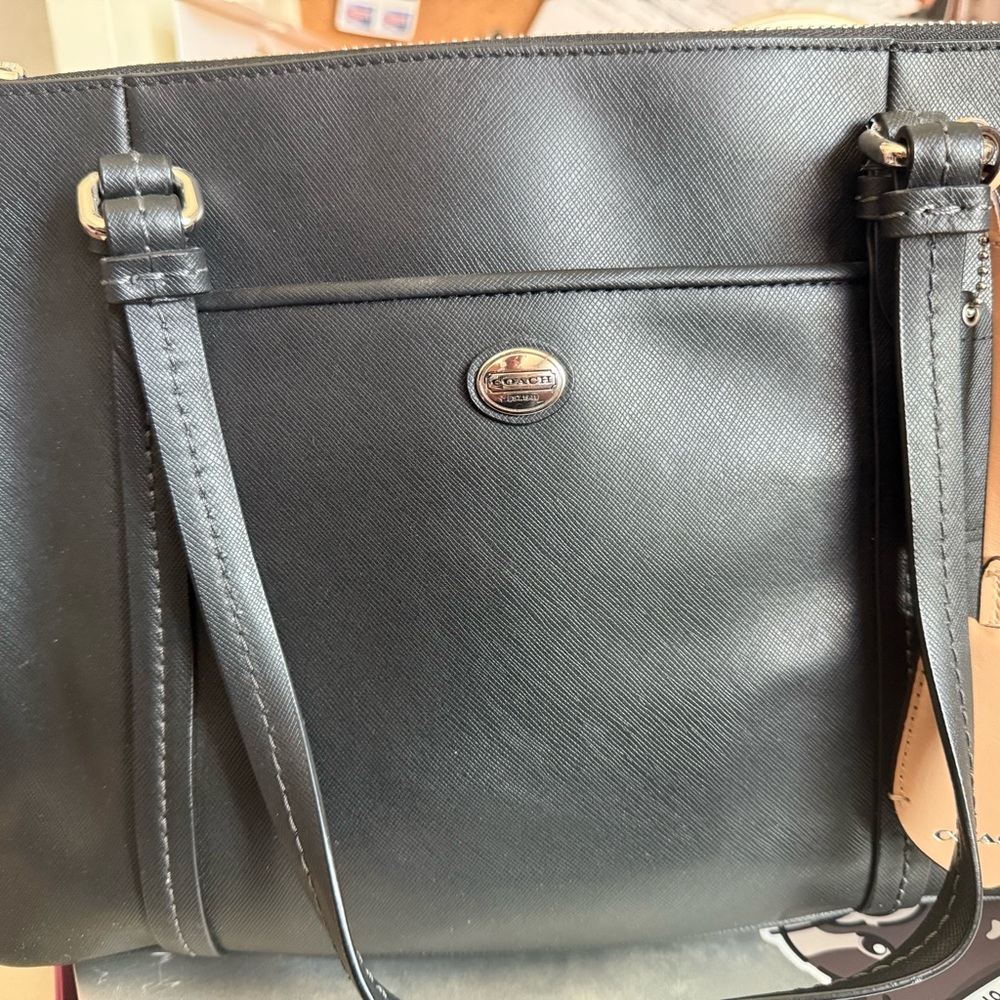 Coach Black Leather Tote Bag